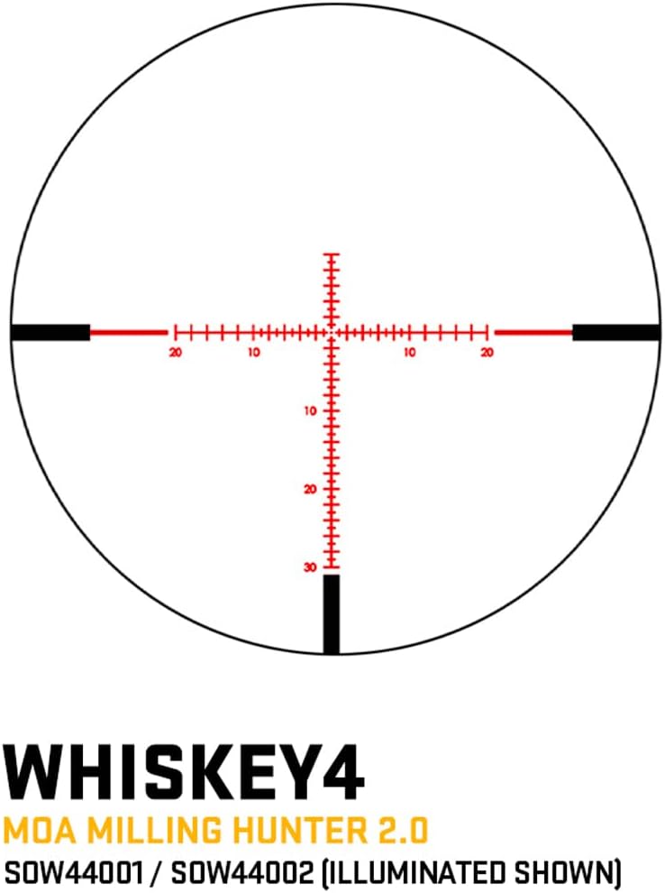 Sig Sauer WHISKEY4 4-16X44mm Exposed Zero Stop Illuminated (FFP) MOA Milling Hunter 2.0 Riflescope (SOW44002)