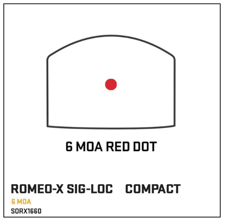 Sig Sauer Romeo-X Reflex Sight, Enclosed, Sig-Loc Compact Footprint 6 MOA RED DOT, BLACK (SORX1660)
