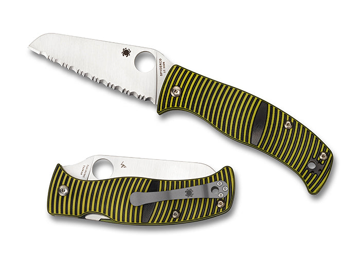 Spyderco Caribbean G-10 Black/Yellow Sheepfoot Folding Pocket Knife (C217GSSF)