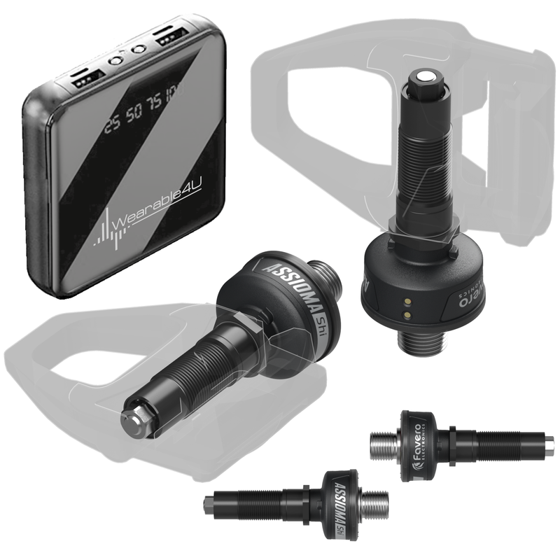 Favero Assioma Duo-Shi Power meter with sensors on both sides compatible with Shimano pedal bodies with Wearable4U Power Bank Bundle