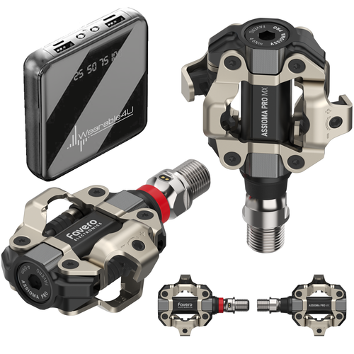 Favero ASSIOMA PRO MX Dual-sided Power Meter Pedals with Wearable4U Bundle