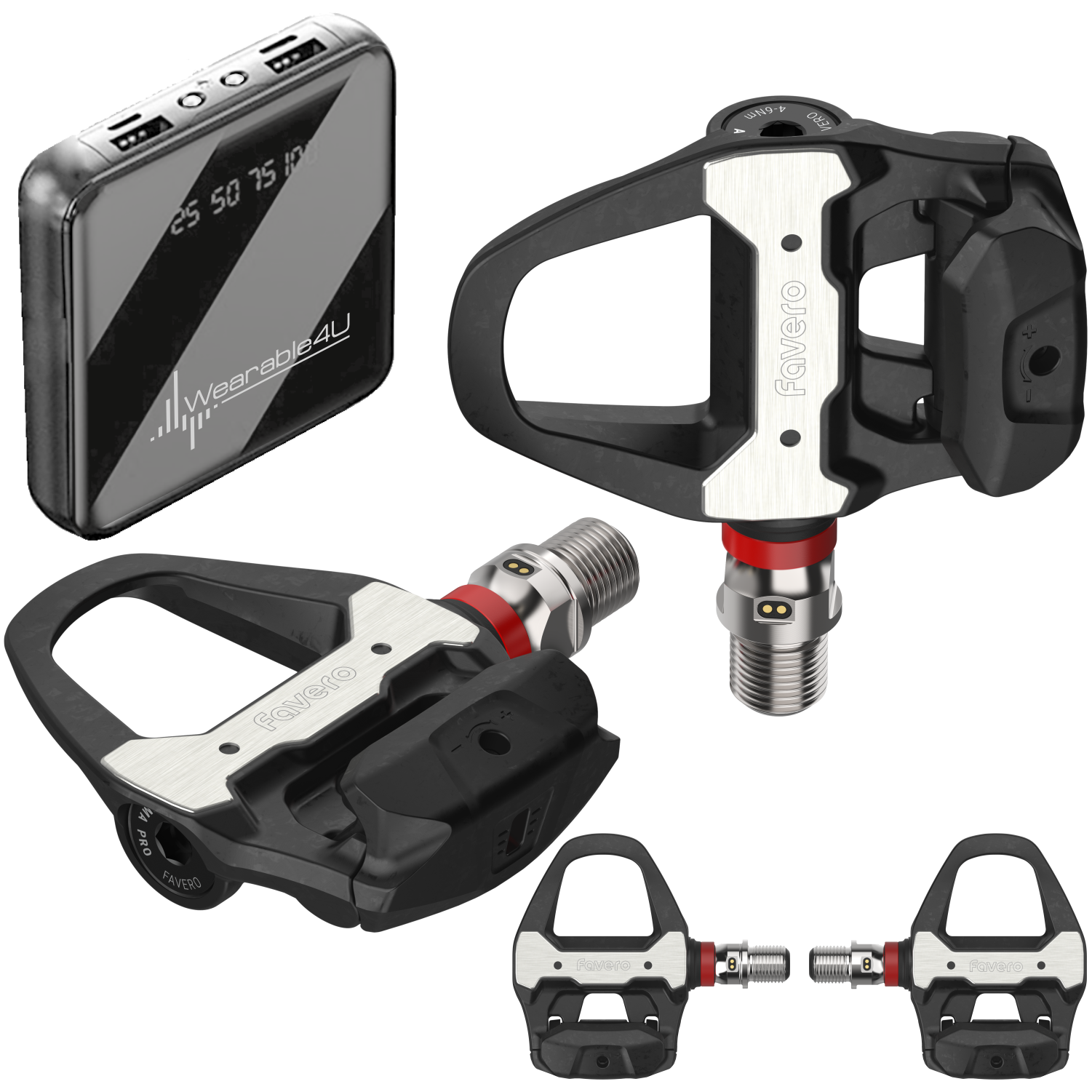 assioma pedal Favero Assioma PRO RS-2 Dual Side Power Meter Pedals with Wearable4U PowerBank Bundle