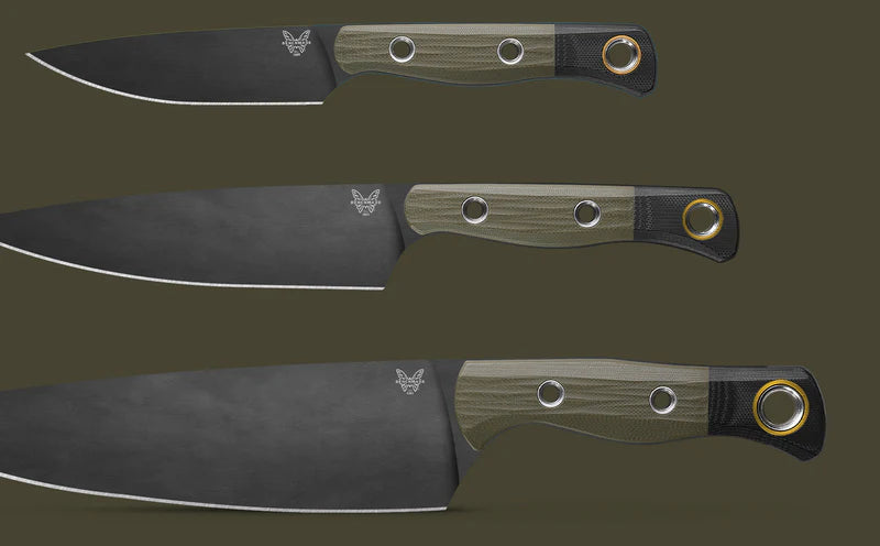 Benchmade Cutlery 3-Piece Set Kitchen Knives 4000BK-01 CPM-154 Blade Green G-10 Handles