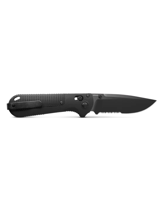 Benchmade 430SBK-02 Redoubt Black Grivory 3.55" Serrated Edge Drop-Point Folding Pocket Knife