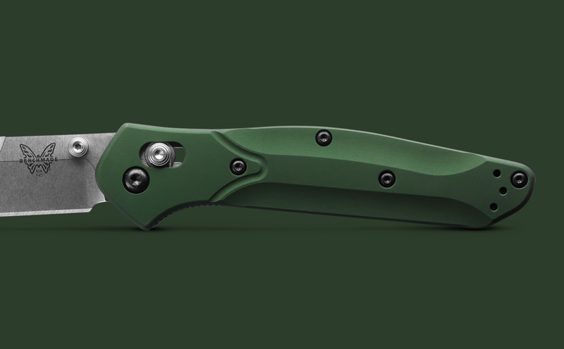 Benchmade 940 Plain Edge 3.4" Green Aluminum Folding Pocket Knife