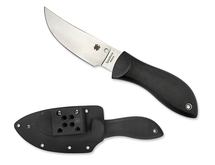 Spyderco 3.92" Plain Fixed Blade Black Handle Pocket Knife (FB01P)