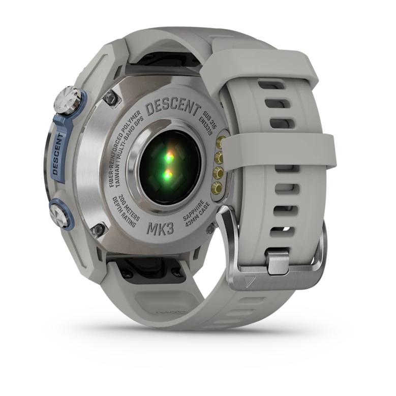 Garmin Descent Mk3 – 43 mm Stainless Steel with Fog Gray Silicone Band Watch-Style Dive Computer (010-02753-03)