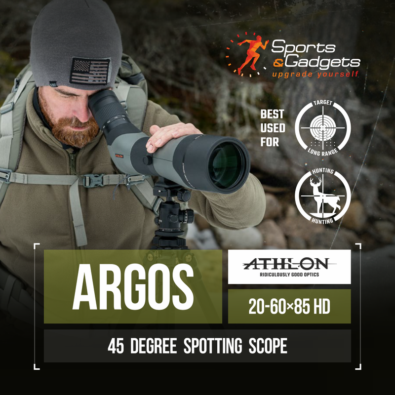 Athlon Optics Argos 20-60×85 HD - 45 Degree Spotting Scope with included Tripod, Carrying Bag Bundle