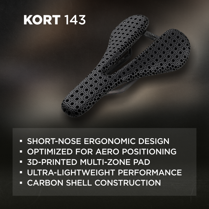 Bjorn Cycles Carbon Bicycle Short-Nose Saddle with 3D-Printed Pad Kort 143 mm