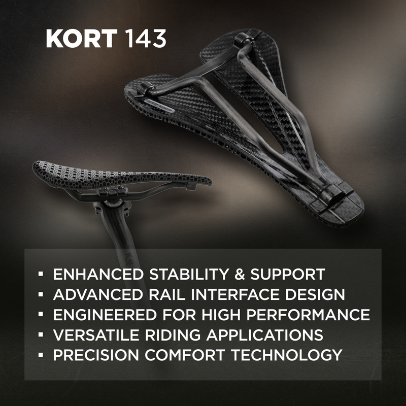 Bjorn Cycles Carbon Bicycle Short-Nose Saddle with 3D-Printed Pad Kort 143 mm