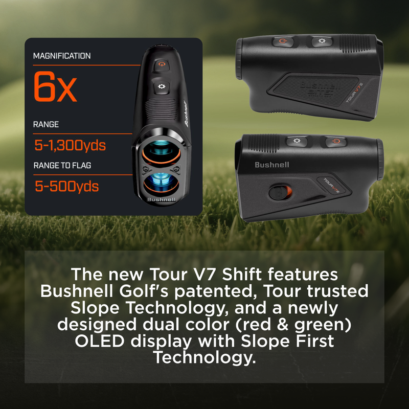 Bushnell Golf Tour V7 Shift Laser Rangefinder with Tour Trusted Slope Technology, Dual Color Display w/ Wearable4U Bundle