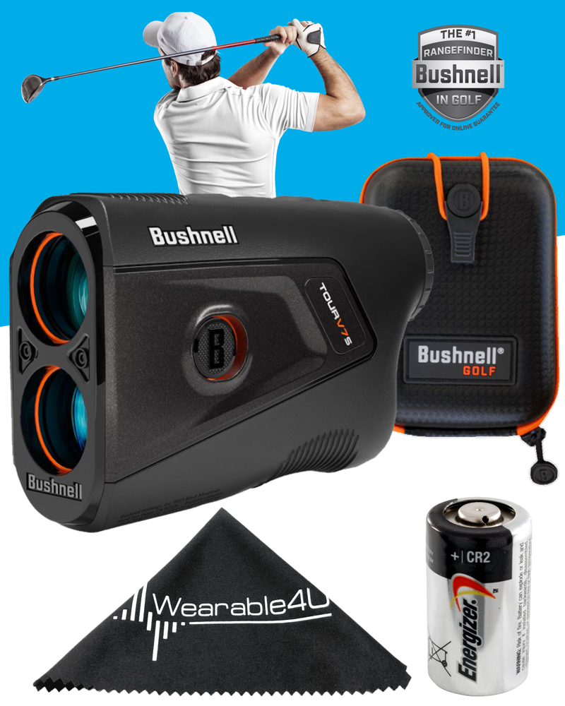 Bushnell Golf Tour V7 Shift Laser Rangefinder with Tour Trusted Slope Technology, Dual Color Display w/ Wearable4U Bundle