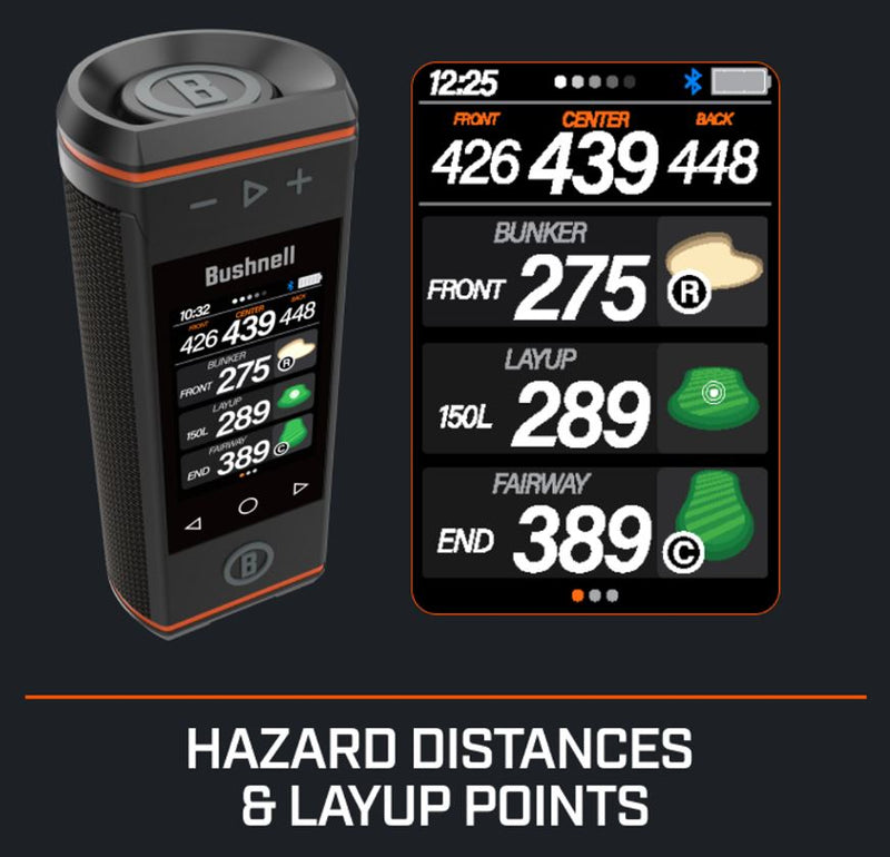 Bushnell Wingman HD View Golf Speaker, 3.5" Touchscreen, GPS Distances, Premium 360° Audio, Waterproof Design, Magnetic Cart Mount (362350) with Wearable4U Bundle