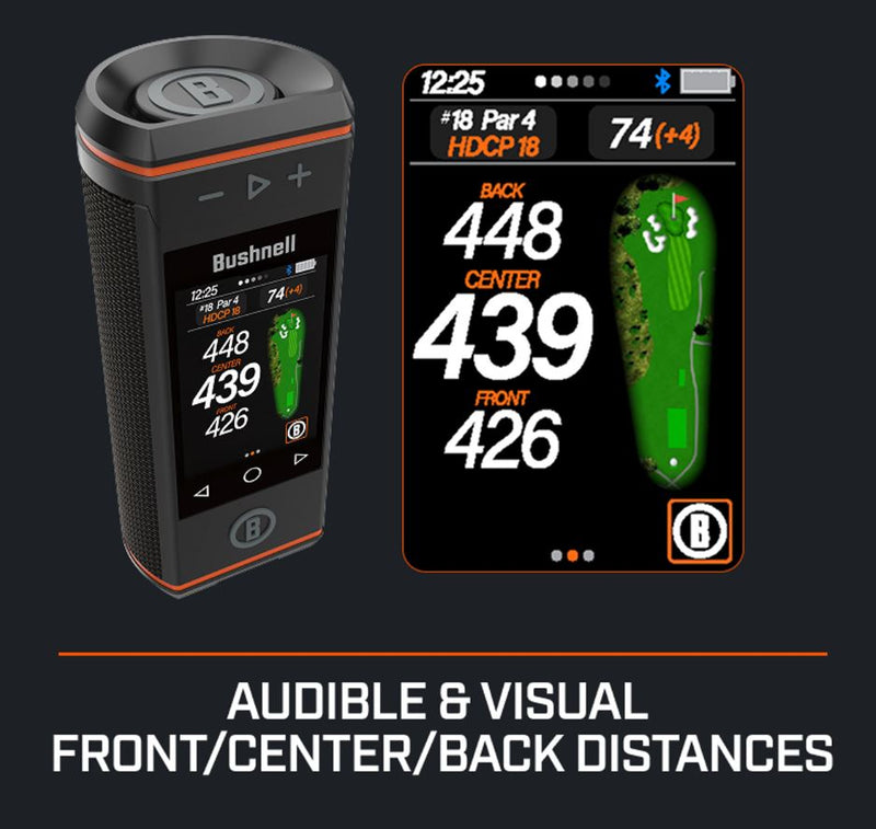 Bushnell Wingman HD View Golf Speaker, 3.5" Touchscreen, GPS Distances, Premium 360° Audio, Waterproof Design, Magnetic Cart Mount (362350) with Wearable4U Bundle