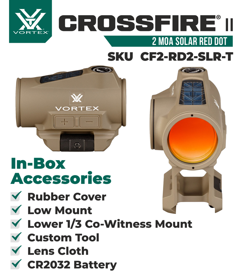 Vortex Optics Crossfire II 2 MOA Solar Red Dot Tan (CF2-RD2-SLR-T)