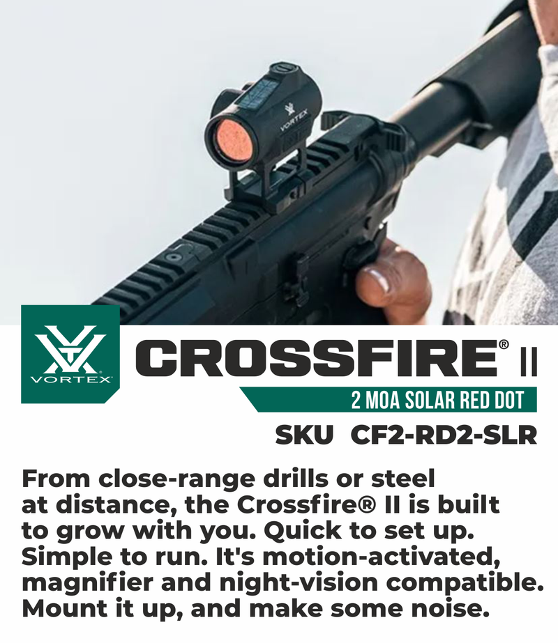 Vortex Optics Crossfire II 2 MOA Solar Red Dot Black (CF2-RD2-SLR)