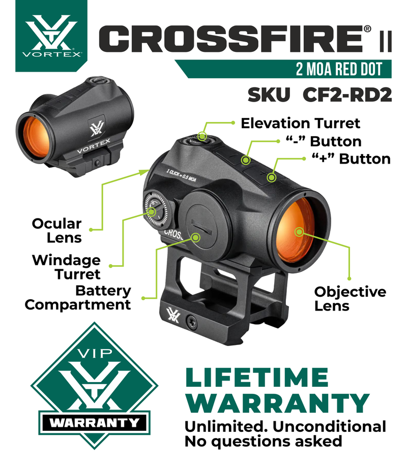 Vortex Optics Crossfire II 2 MOA Red Dot (CF2-RD2)
