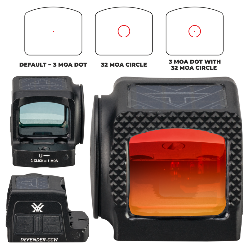Vortex Optics Defender-CCW Enclosed Solar 3 MOA Dot / 32 MOA Circle Micro Red Dot (DFCCW-MRD3-E)