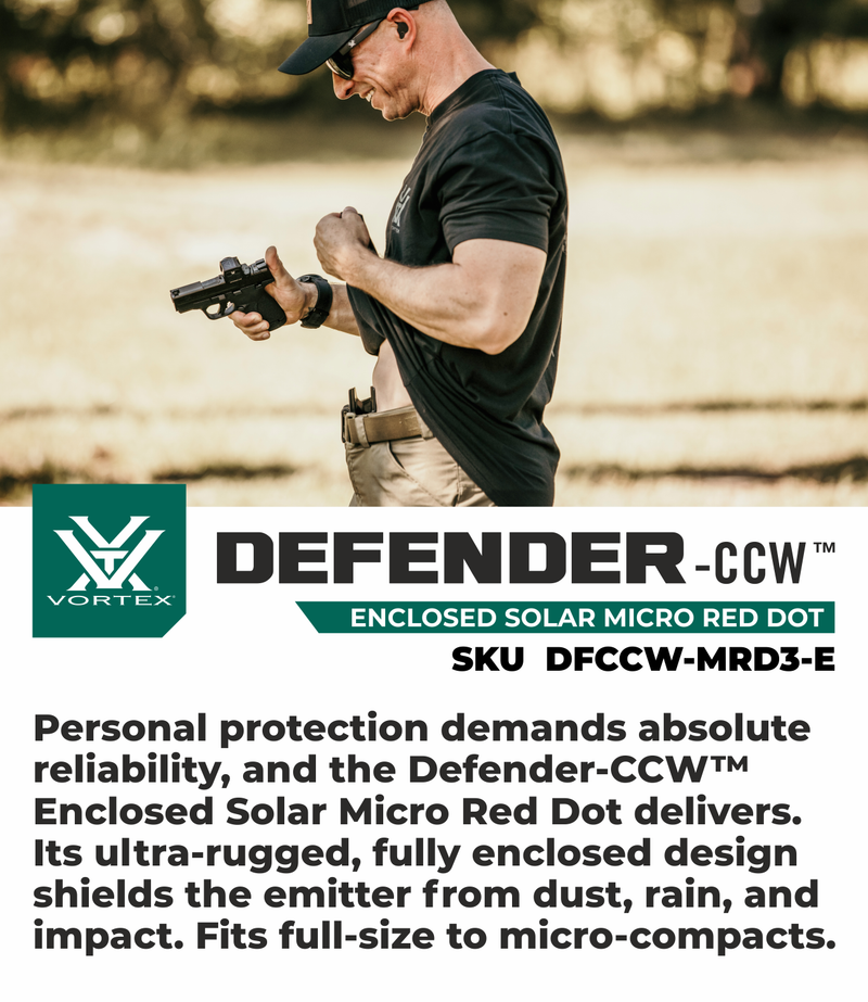 Vortex Optics Defender-CCW Enclosed Solar 3 MOA Dot / 32 MOA Circle Micro Red Dot (DFCCW-MRD3-E)