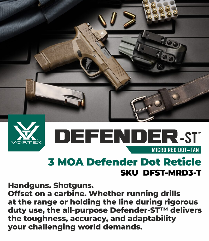Vortex Optics Defender-ST 3 MOA Micro Red Dot Tan (DFST-MRD3-T)