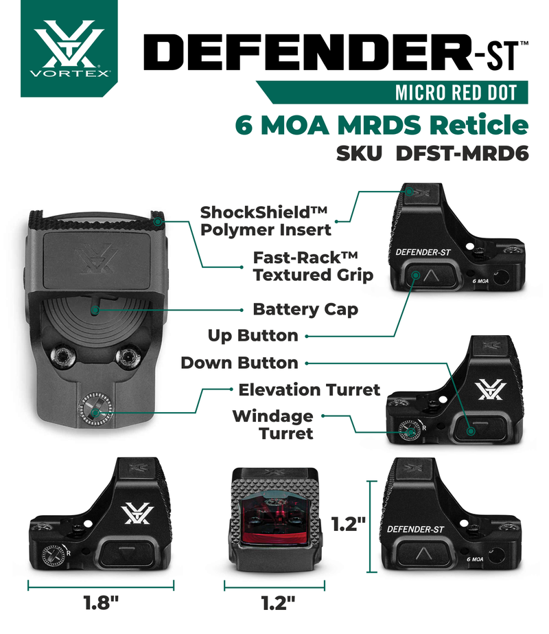 Vortex Optics Defender-ST Micro Red Dot Sight (DFST-MRD3/DFST-MRD6)
