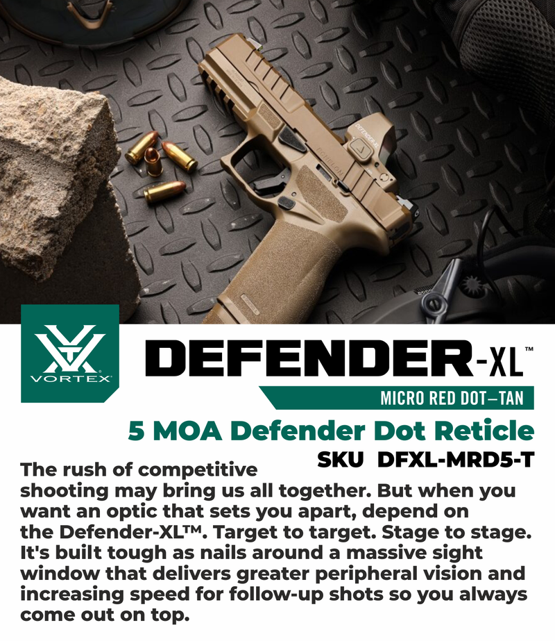 Vortex Optics Defender-XL 5 MOA Micro Red Dot, TAN (DFXL-MRD5-T)