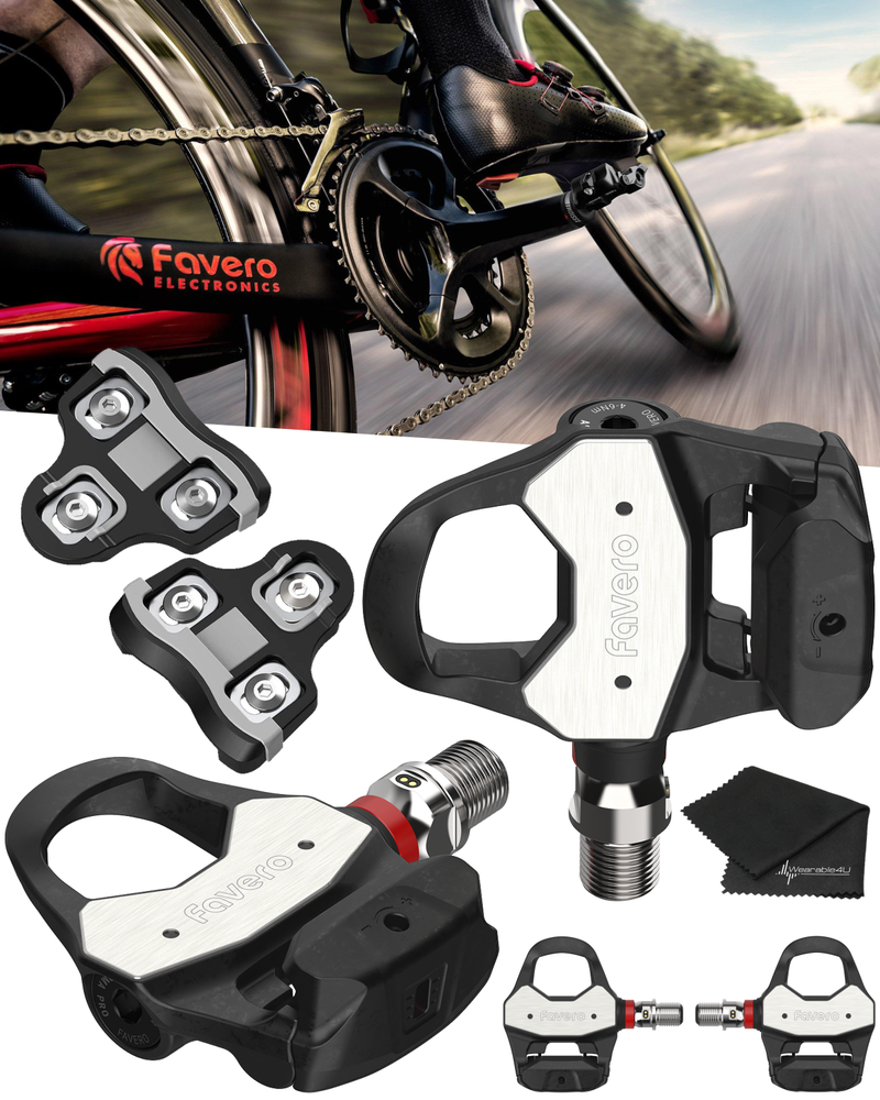 Favero Assioma PRO RL-1/RL-2 Single/Double Side Look Keo Compatible Power Meter Pedals, Easy-to-Transfer, Cycling Dynamics w/ Wearable4U Bundle