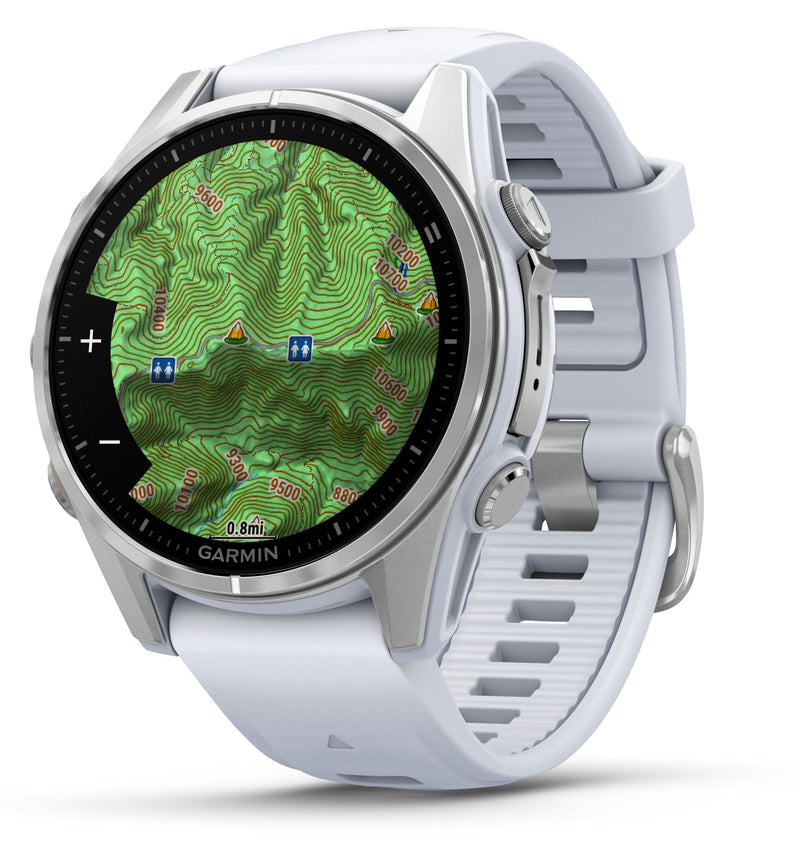 Garmin fenix 8 – 43 mm, AMOLED Multisport GPS Smartwatch, Silver with Whitestone Silicone Band, Built-in LED Flashlight (010-02903-00)