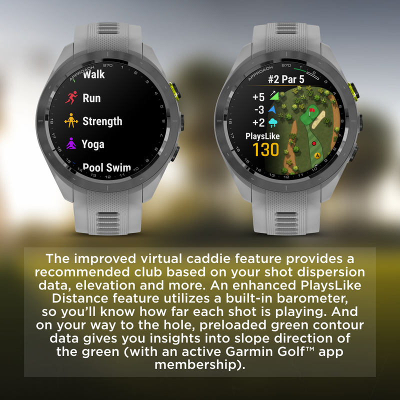 Garmin Approach S70 Premium Golf GPS Watch, 43,000+ Full-color CourseView Maps with Wearable4U Power Bank Bundle