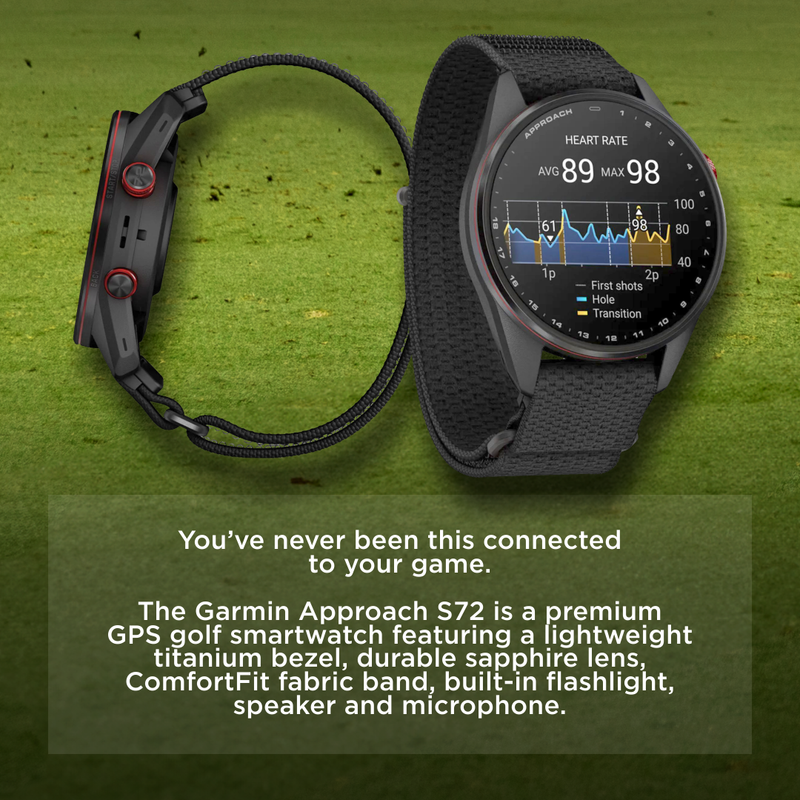 Garmin Approach S72 Golf GPS Smartwatch, AMOLED, Advanced Golf Features, Green Reading, Swing Metrics, 43,000+ CourseView Maps
