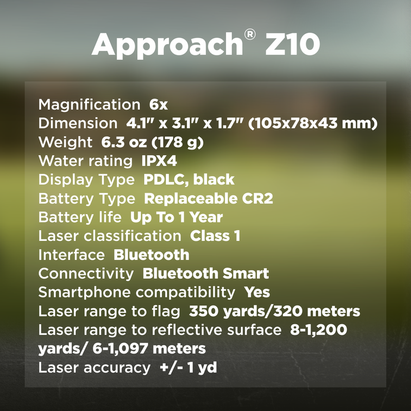 Garmin Approach Z10 Golf Laser Range Finder Up To 350 Yards (010-04328-00) with Wearable4U Bundle