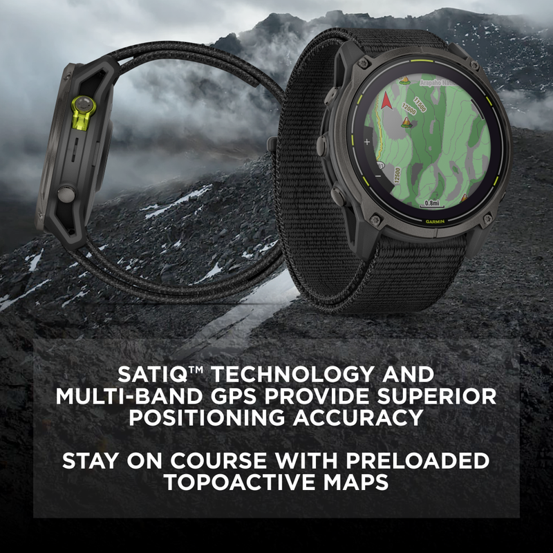 Garmin Enduro 3 - 51 mm, Solar, Sapphire, Ultraperformance GPS Smartwatch, Carbon Gray DLC Titanium with Black UltraFit Nylon Strap Bundle (010-02751-00)