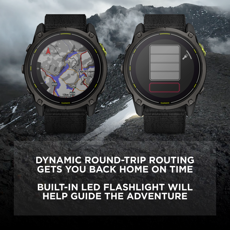Garmin Enduro 3 - 51 mm, Solar, Sapphire, Ultraperformance GPS Smartwatch, Carbon Gray DLC Titanium with Black UltraFit Nylon Strap Bundle (010-02751-00)