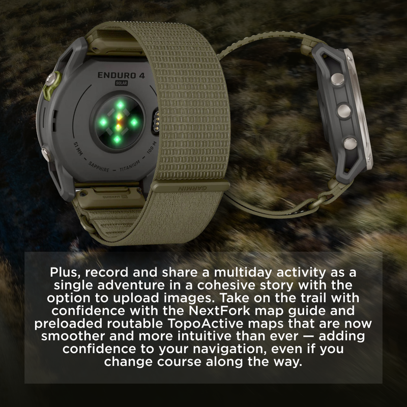 Garmin Enduro 4 Premium GPS Smartwatch, Sapphire, Solar Charging, Ultralight Design, LED Flashlight, Advanced Training & Endurance Features, TopoActive Maps (010-04799-00) | Wearable4U Bundle