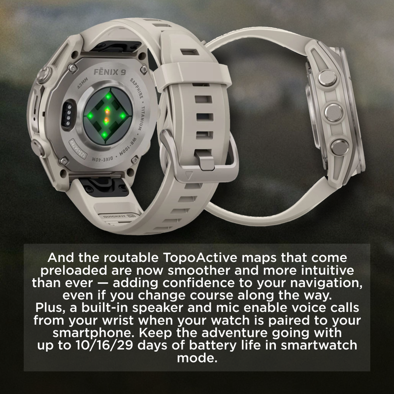Garmin Fenix 9 AMOLED Premium Multisport GPS Smartwatch, Titanium, Sapphire