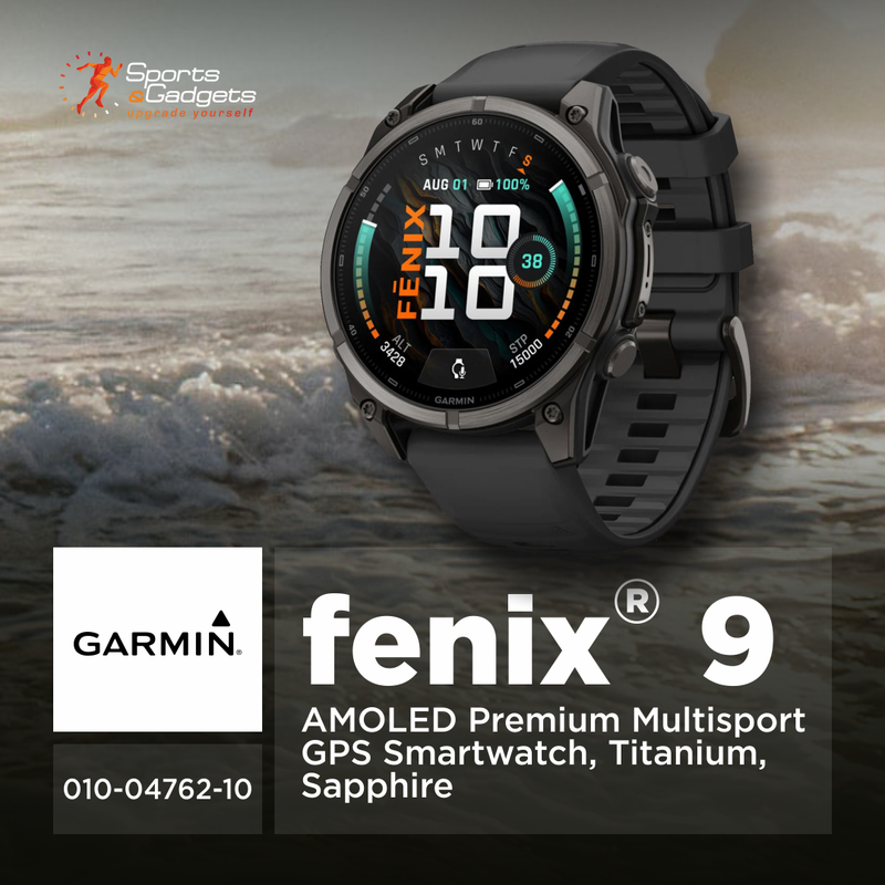 Garmin Fenix 9 AMOLED Premium Multisport GPS Smartwatch, Titanium, Sapphire