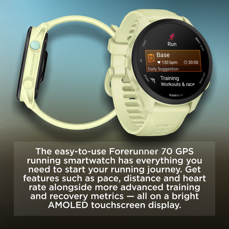 Garmin Forerunner 70 Easy-to-Use GPS Running Smartwatch AMOLED Touchscreen Display
