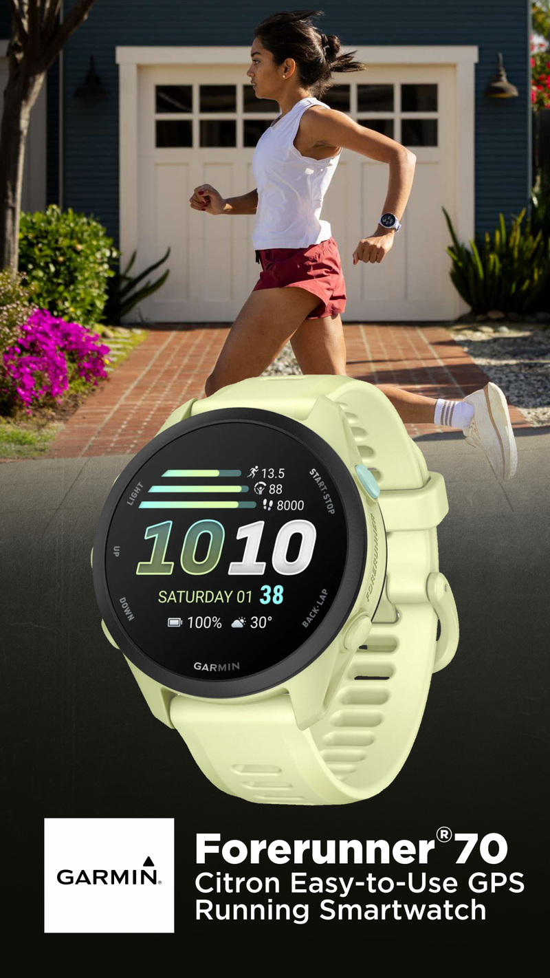 Garmin Forerunner 70 Easy-to-Use GPS Running Smartwatch AMOLED Touchscreen Display