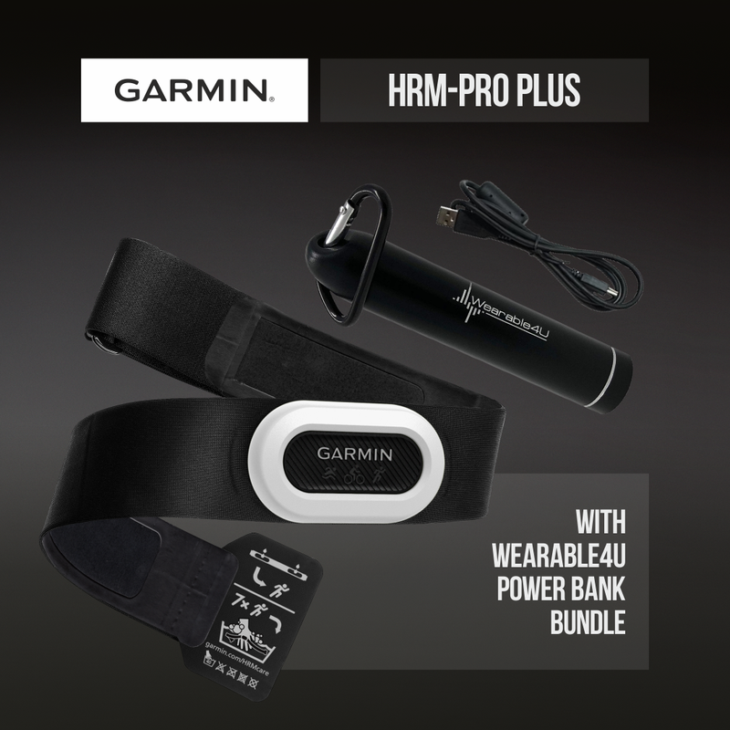 Garmin HRM-Pro Plus Premium Chest Strap Heart Rate Monitor, Captures Running Dynamics with Wearable4U Power Bank Bundle