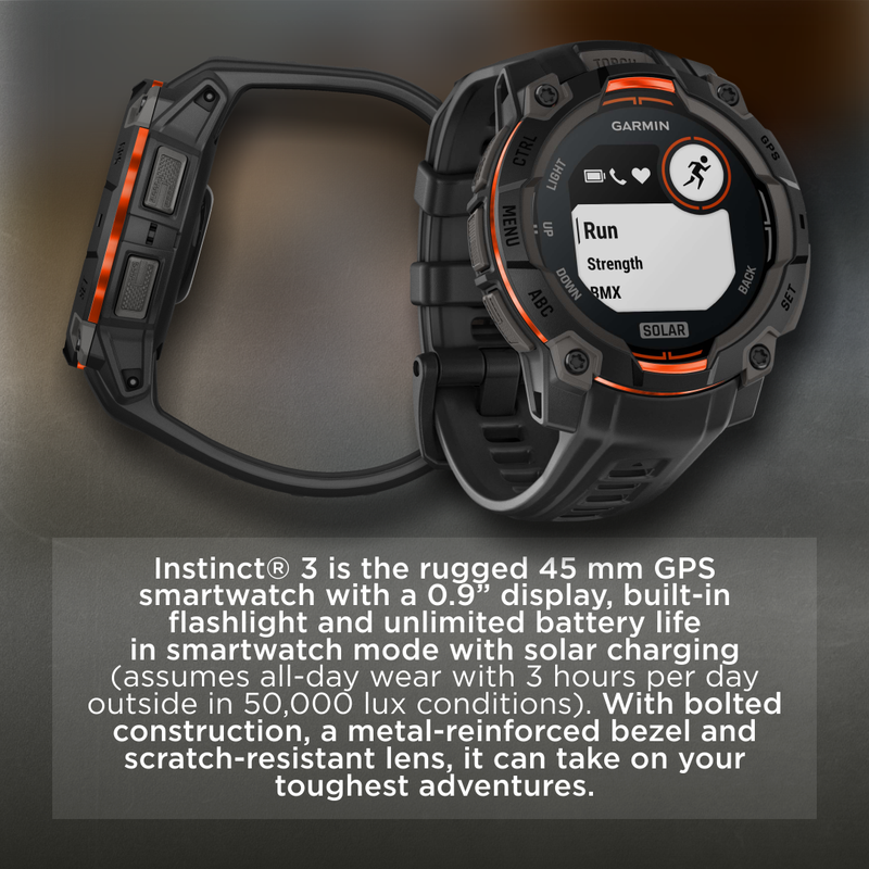 Garmin Instinct 3 Rugged Outdoor GPS Smartwatch, Wearable4U