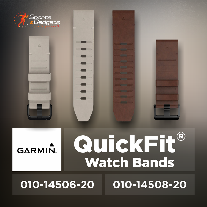 Garmin QuickFit Watch Bands, Bone & Walnut Leather, Available in Different Sizes