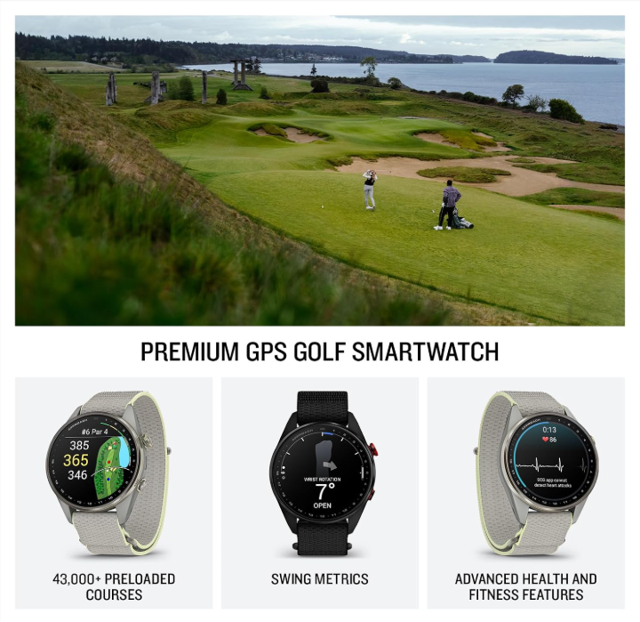 Garmin Approach S72 Golf GPS Smartwatch, AMOLED, Advanced Golf Features, Green Reading, Swing Metrics, 43,000+ CourseView Maps