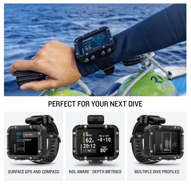 Garmin Descent X30, Rugged Dive Computer, Surface GPS, Button Controls, Up to 30 Hours of Battery Life, Vibrant 2.4-inch Color Display (010-03892-00) w/ Wearable4U Bundle