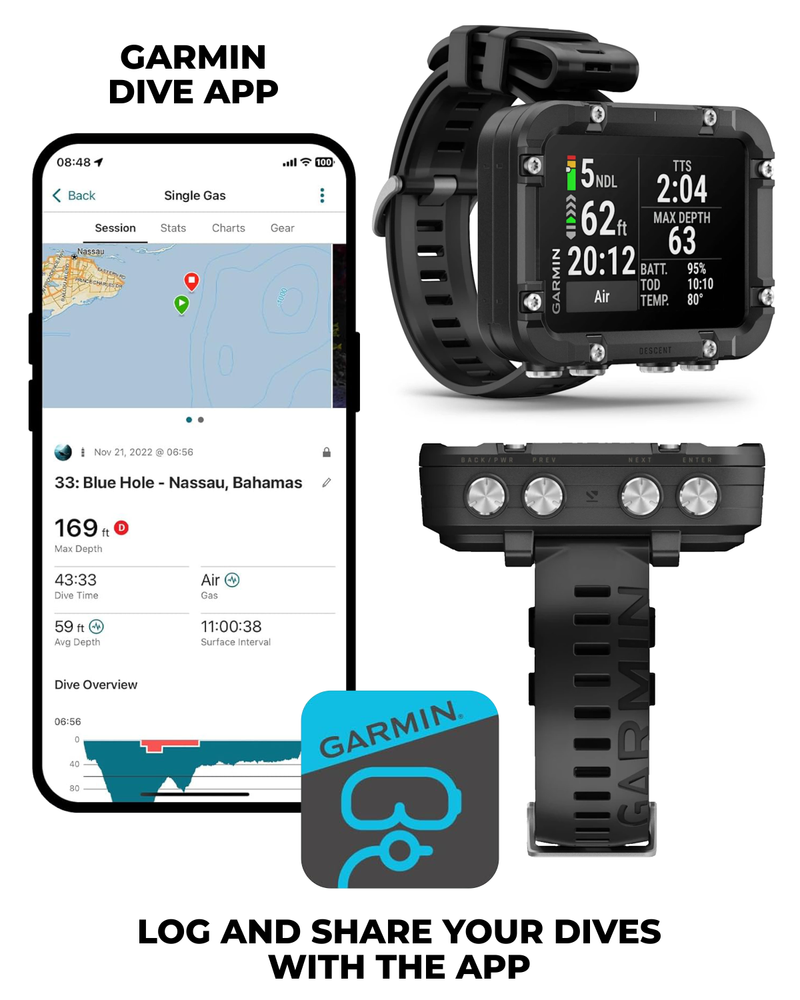 Garmin Descent X30, Rugged Dive Computer, Surface GPS, Button Controls, Up to 30 Hours of Battery Life, Vibrant 2.4-inch Color Display (010-03892-00) w/ Wearable4U Bundle