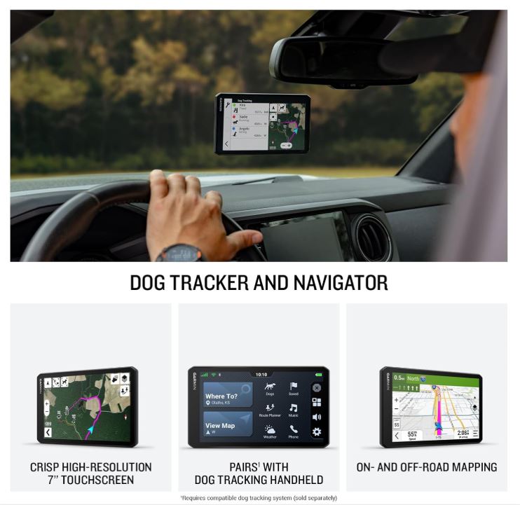 Garmin DriveTrack 72, Dog Tracking GPS Navigator, 7-inch Touch Screen, Pair to Your Garmin Handheld and Track Up to 20 Dogs (010-04676-00) w/ Wearable4U Bundle