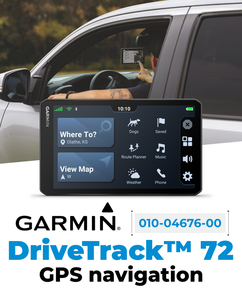 Garmin DriveTrack 72, Dog Tracking GPS Navigator, 7-inch Touch Screen, Pair to Your Garmin Handheld and Track Up to 20 Dogs (010-04676-00) w/ Wearable4U Bundle