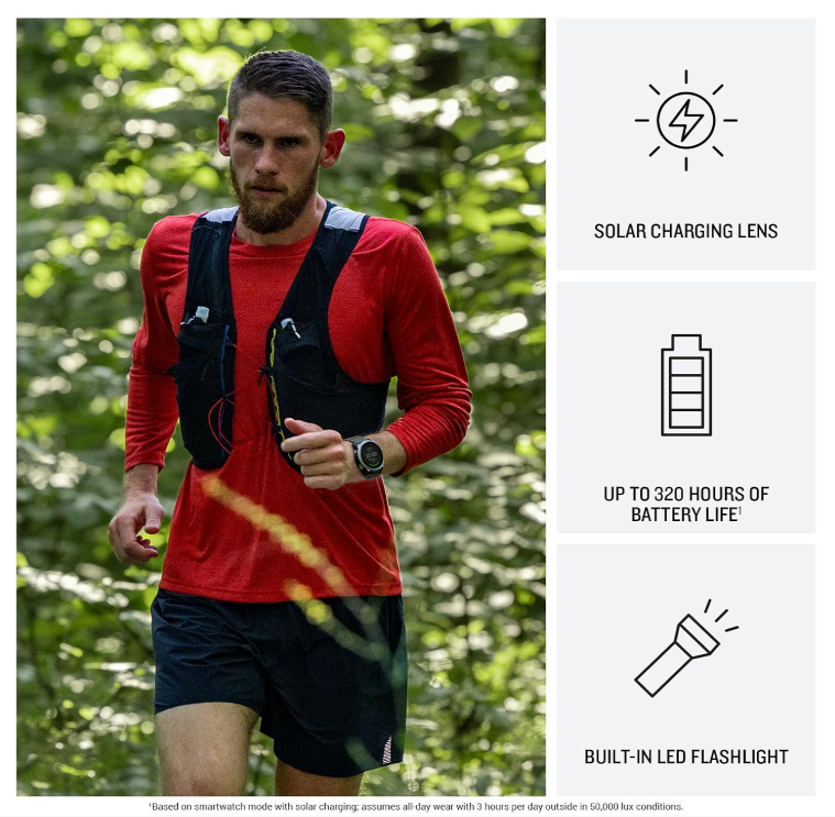 Garmin Enduro 4 Premium GPS Smartwatch, Sapphire, Solar Charging, Ultralight Design, LED Flashlight, Advanced Training & Endurance Features, TopoActive Maps (010-04799-00)