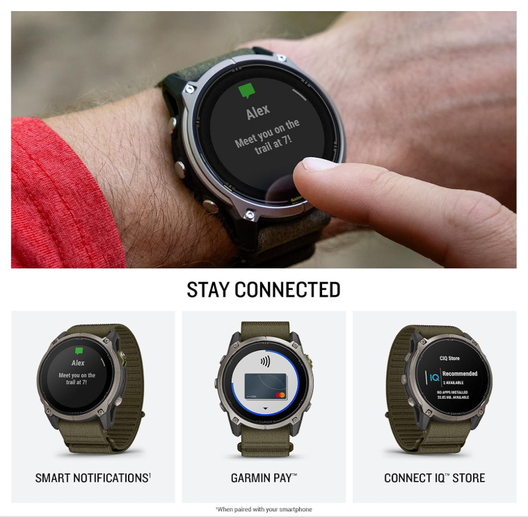 Garmin Enduro 4 Premium GPS Smartwatch, Sapphire, Solar Charging, Ultralight Design, LED Flashlight, Advanced Training & Endurance Features, TopoActive Maps (010-04799-00)