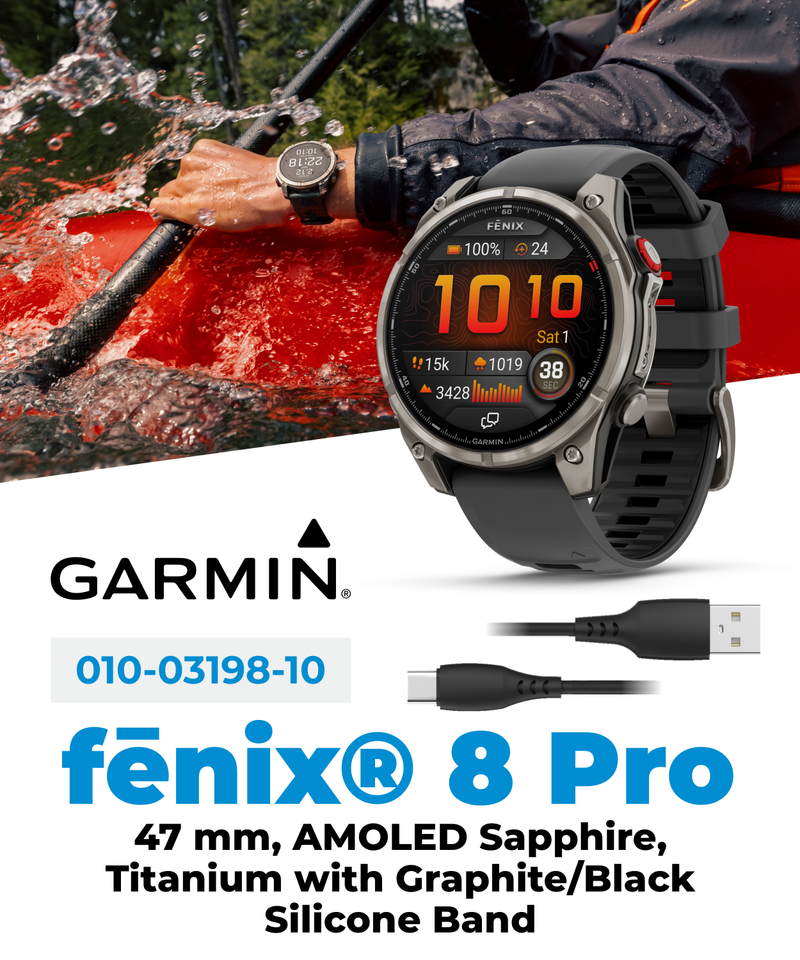 Garmin Fenix 8 Pro - 47 mm/51 mm AMOLED Sapphire Premium Connected Multisport GPS Smartwatch, inReach Technology | Wearable4U Bundle