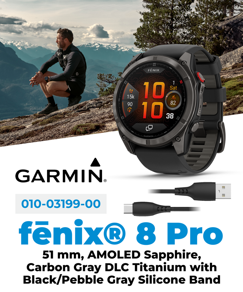 Garmin Fenix 8 Pro - 47 mm/51 mm AMOLED Sapphire Premium Connected Multisport GPS Smartwatch, inReach Technology | Wearable4U Bundle